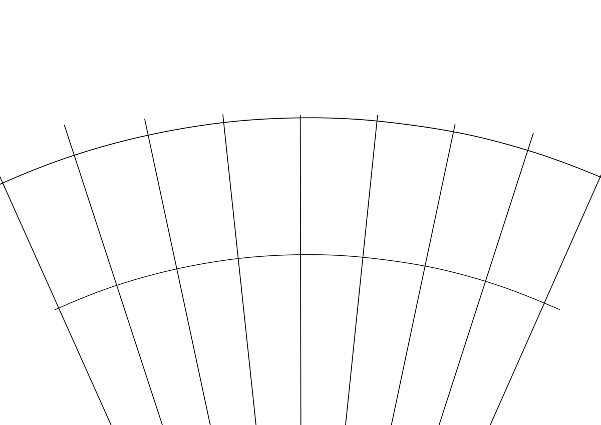 デザインを扇型に加工するためのガイド線